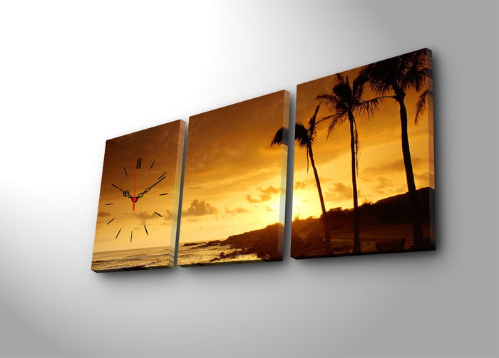 Wallity Reloj de Pared de Lienzo Decorativo 3 Piezas Multicolor